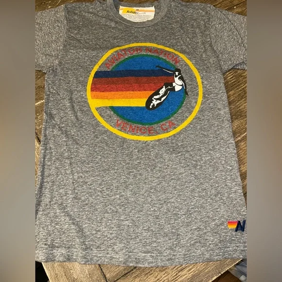 Aviator Nation Signature Gray Tee Venice, California Size Medium - Picture 6 of 8